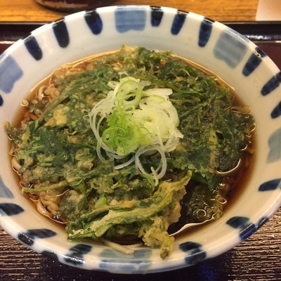 「春菊天（￥350）＋石臼挽き券（￥60）」@そば新 蒲田西口店の写真