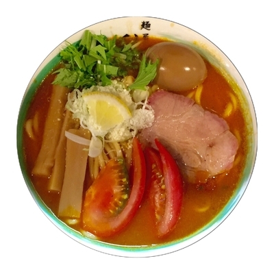 「☆完熟トマトらーめん☆」@自家製麺 麺屋 利八の写真