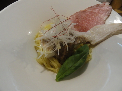 「【限定】 蒸し鯛とポルチーニソースの和えそば」@麺庵 小島流の写真