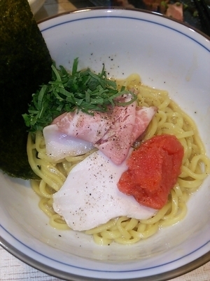 「【限定】カルピスバターのめんたいまぜそば」@中華そば 四つ葉の写真