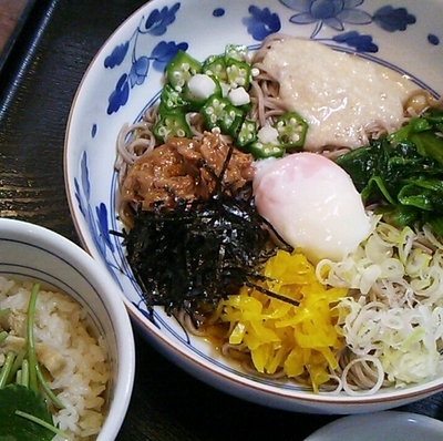 「ねばとろそばとランチAセット（五目御飯）」@夢庵 桶川店の写真