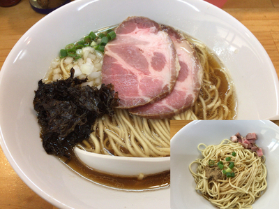 「【限定】煮干ソバ 鴨脂Ver.（黒） ＋ 和え玉」@煮干中華ソバ イチカワの写真