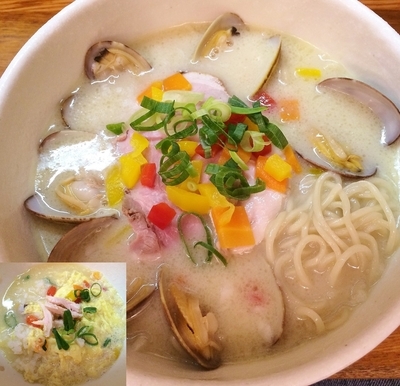 「冷やしクラムチャウダースープヌードル1000円他」@麺や 福一の写真