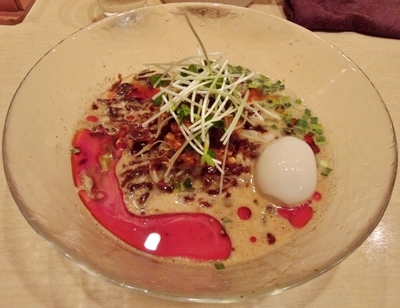 「冷やし担々鶏そば（限定） \1000＋味玉 \100」@饗 くろ㐂の写真