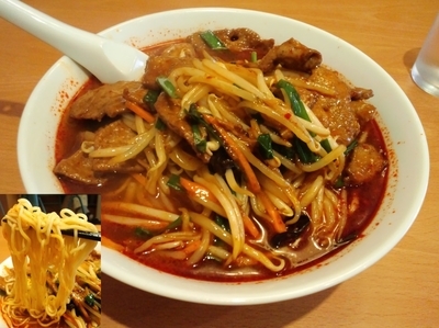 「豚レバ入り辛みそば大盛辛め900円」@桂林菜館の写真