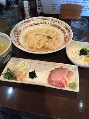 「限定 薬涼潮つけそば＋追い飯」@麺や 虎徹の写真