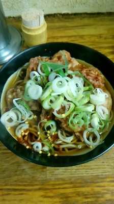 「ジャンボゲソ天そば」@六文そば 日暮里第2店の写真