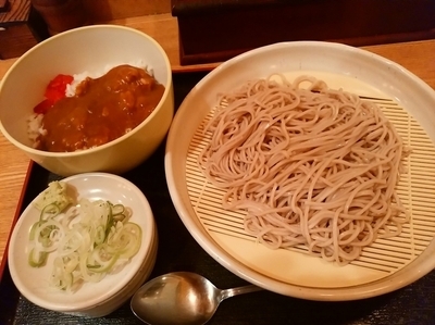 「カレー丼セット(もりそば)480円」@六文そば 日暮里第1号店の写真