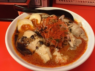 「辛口ガチ肉味噌肉ソバLV2」@辛口肉ソバ ひるドラ 日本橋店の写真