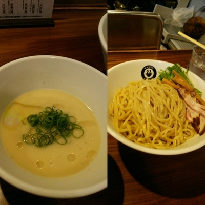 「ｳﾞｨｼｿﾜｰｽﾞ風冷製塩白湯つけめん800円＋大盛100円」@RAMEN GOTTSUの写真