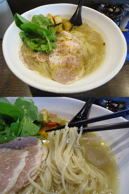 「夏季限定『夏野菜のマリネと鹿児島県産黒豚スモークの冷やし麺』」@らーめん楓の写真