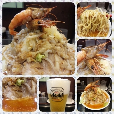 「【ゲリラ限定】エビサブロー（ヤサイ・ニンニク・アブラ ）」@ラーメン愉悦処 似星の写真