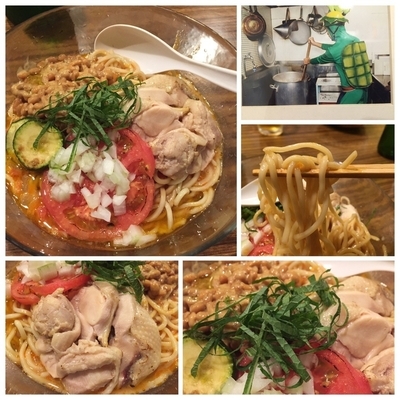 「冷やしラーメン 納豆・鶏・トマト&豆乳¥800」@らーめん カッパハウスの写真