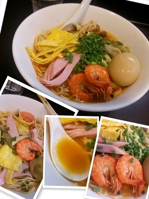 「【限定】辛いエビ出汁冷し中華850円+和え玉（小）」@おおぜき中華そば店の写真