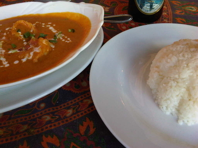 「プラウンカリー+ライス+エベレスト+キュウリスープ+チャイ」@マウント・フィッシュテールの写真