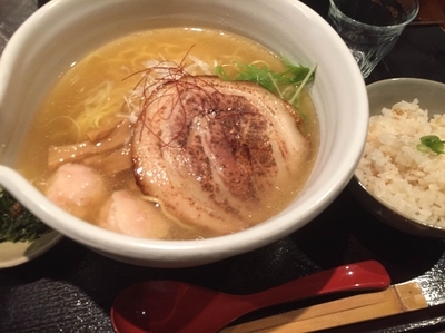 「銀笹塩ラーメン（麺増し）と半鯛飯」@麺処 銀笹の写真