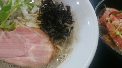 「濃厚そば＋和え玉＋豚めし（小）」@麺処 晴の写真