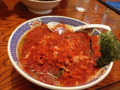 「焼豚メン 一味唐辛子880円」@白河手打中華 賀乃屋の写真