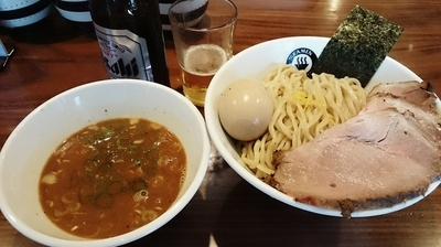 「味玉チャーシューつけめん+瓶ビール」@RAMEN GOTTSUの写真