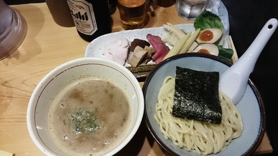 「特製つけSOBA+瓶ビール」@銀座 篝の写真