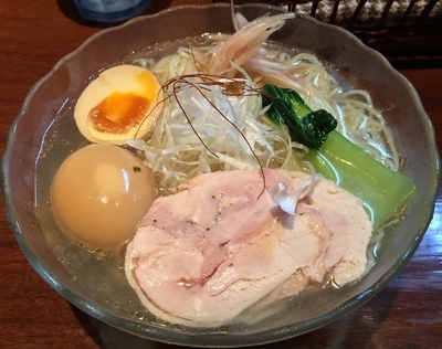 「冷どん＋味玉（￥750＋定期券サービス）」@こくまろ鶏らーめん 久久の写真