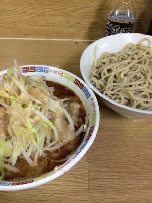 「つけ麺豚入り(甘いの、ニンニク、アブラ、カラメ)」@ラーメン二郎 栃木街道店の写真