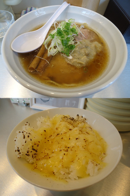 「『貝出汁ラーメン+チーズご飯(￥730+150)』」@貝出汁しっぽりラーメン 純子の写真