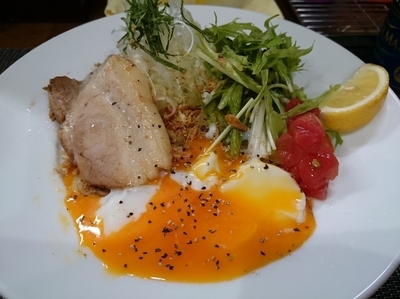 「【夏季限定】塩汁なし冷やし800円＋発泡酒」@麺丼Dining 夢者の写真