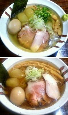 「冷やし煮干そば（塩と醤油）各750円」@二代目 むじゃきの写真