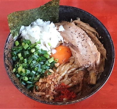 「まぜそば(大盛)800円」@二代目狼煙 本店 葉隠製麺の写真