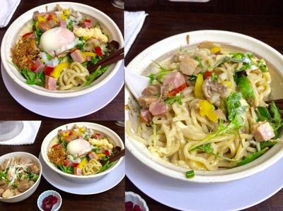 「混ぜ・カルボそば880円＋チャーシュー丼300円」@丸直の写真