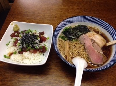 「良温ラーメン醤油とカツオ漬け丼」@良温(Ra-on)の写真
