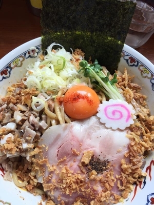 「まぜそば【¥750】大盛無料」@中華そば 仙人掌の写真