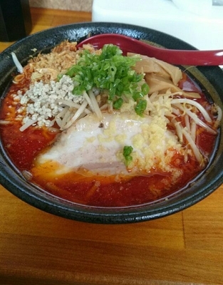 「スタミナ味噌ガッツ辛さ2倍880円」@らーめん 味噌ガッツ お花茶屋店の写真