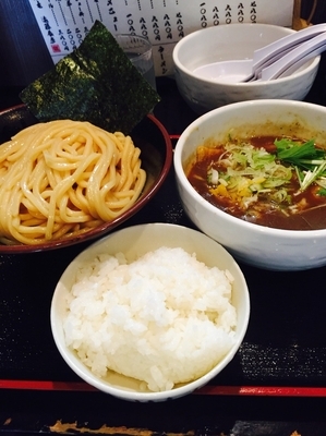 「つけ麺東北トッピング¥880＋小ライス（ランチサービス）」@濃厚宗田つけめん 麺屋縁道の写真