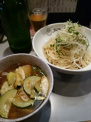 「【限定】夏野菜のつけ蕎麦830円＋ビール」@中華蕎麦 瑞山（ZUIZAN）の写真