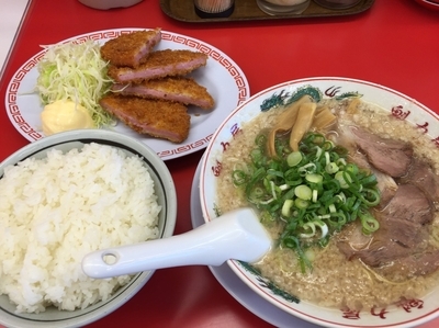 「ハムカツ定食(背脂多め、ライス大盛)¥880」@魁力屋 白井店の写真