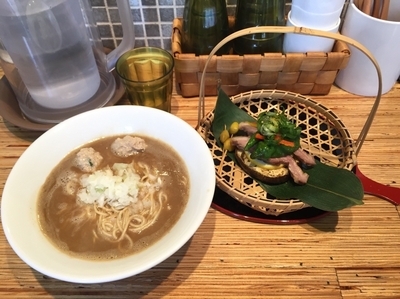 「限定-鴨白湯煮干し蕎麦〜京都夏御膳〜 ＋替え玉    1,000」@NOODLE STOCK 鶴おかの写真