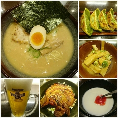 「熟成光麺＋生ビール＋しそ餃子＋おつまみメンマ 他」@光麺 池袋本店の写真