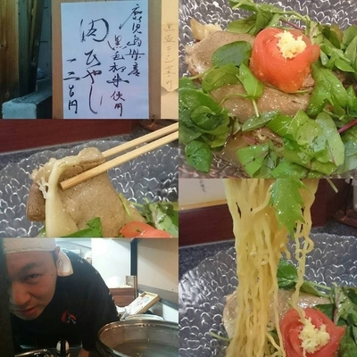 「肉ひやし　1200円」@烈志笑魚油 麺香房 三くの写真