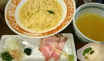 「【限定】薬涼潮つけそば 850円＋〆の冷や飯 50円」@麺や 虎徹の写真