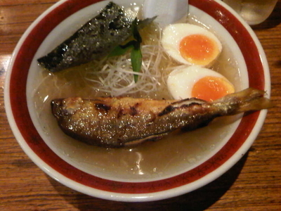 「鮎○ゴトラーメン(1000円) + 味玉(100円)」@鮎ラーメン 二子玉川店の写真