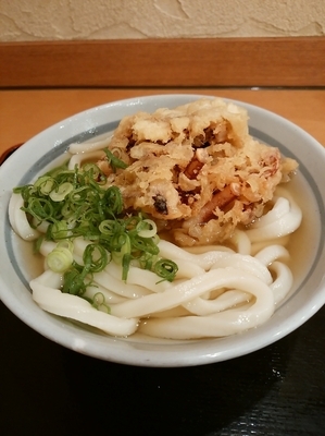 「げそ天うどん430円」@かのや 新橋駅構内店の写真