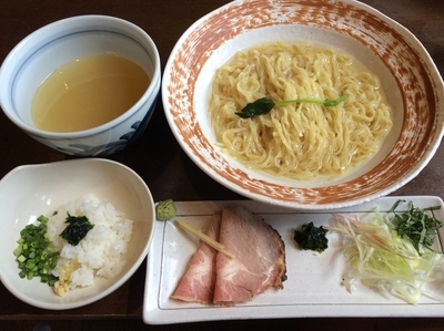 「【限定】薬涼潮つけそば（850円）＋〆の冷や飯（50円）」@麺や 虎徹の写真