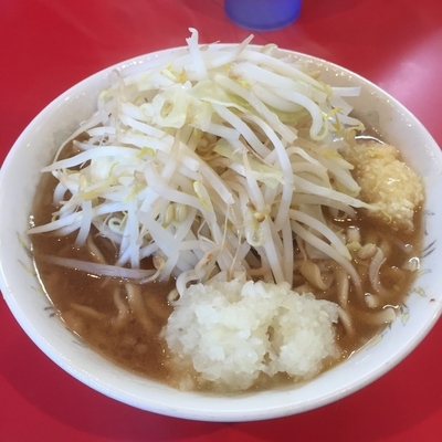 「ミニラーメン野菜ちょいマシニンニクタマネギ麺かため」@麺屋 桐龍の写真