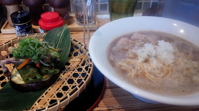 「鴨白湯煮干し蕎麦 ～京都夏御膳～」@NOODLE STOCK 鶴おかの写真