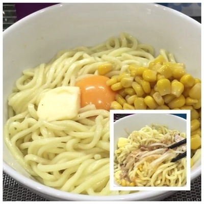 「汁なし味噌 750円 バターコーン100円 ニンニク30円」@麺丼Dining 夢者の写真