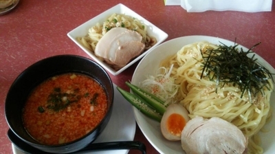 「辛味噌つけ麺 大盛 \840 ミニ冷やし中華 サービス」@麺屋 喜乃助の写真