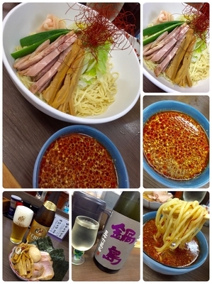 「【季節限定】冷やし辛つけそば￥900➕️特製➕️ビール➕️日本酒」@頓知房の写真