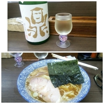 「中華そば+プレミアム日本酒」@頓知房の写真